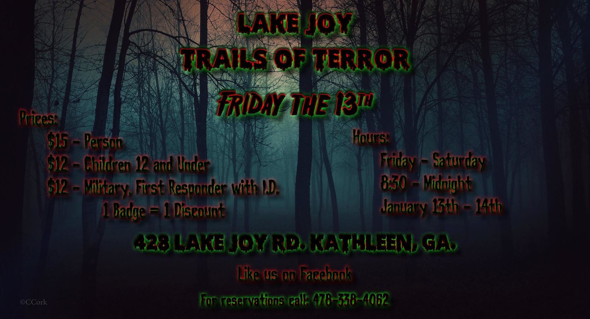 Celebrate Friday the 13th at Fright Weekend at Lake Joy Trails of Terror!