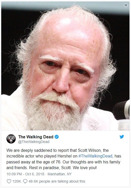 Walking Dead's Scott Wilson returning for 'good cause